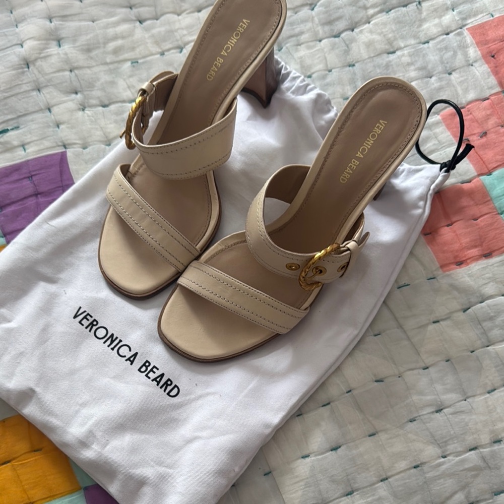 Veronica Beard Cream Heeled Sandals